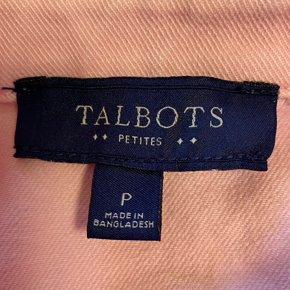 Talbots Pink Jean Jacket Fitted ruffled collar design - Picture 3 of 7